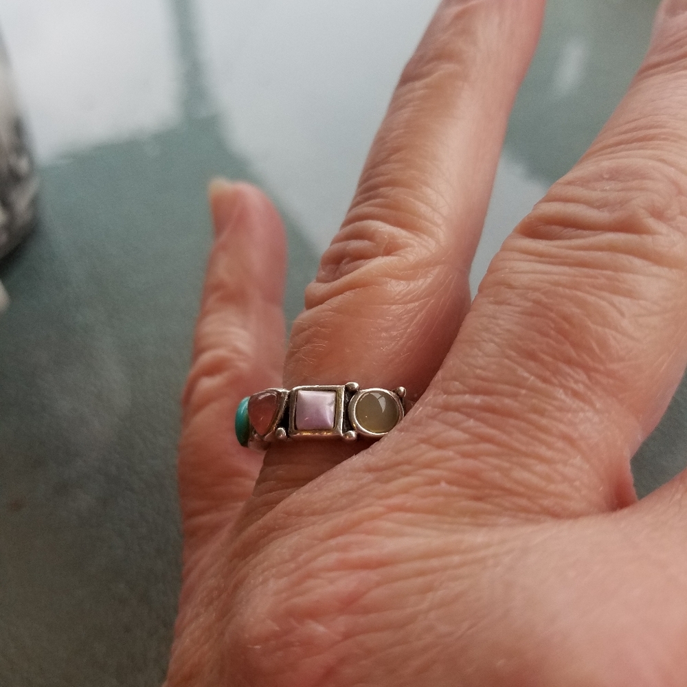 Sterling Silver Five Gemstone Ring - image 7